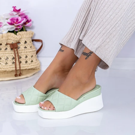 Papuci Dama cu Platforma XQJ8 Verde Mei