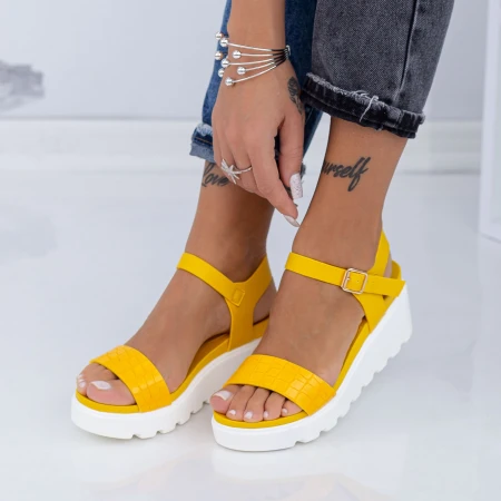 Sandale Dama cu Platforma LM300 Galben Mei