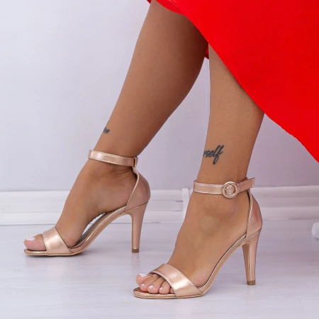 Sandale Dama cu Toc subtire YBS38 Champagne Mei