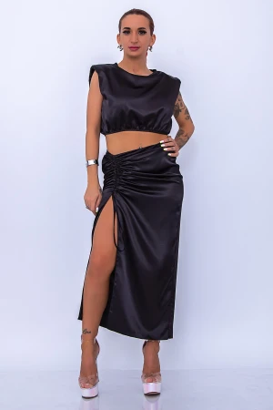 Compleu Dama fusta si bluza 21541 Negru Fashion