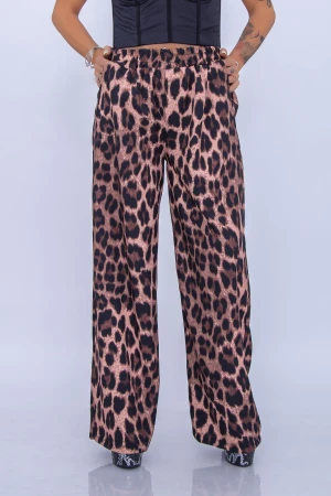 Pantaloni Dama 12261 Leopard Maro Fashion