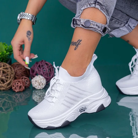 Pantofi Sport Dama cu Platforma KDN18 Alb Mei