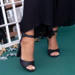 Sandale Dama cu Toc gros XKK110B Black Mei