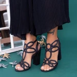 Sandale Dama cu Toc gros XKK158A Black Mei