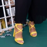 Sandale Dama cu Toc gros XKK160A Yellow Mei