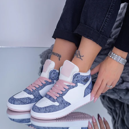 Pantofi Sport Dama JK15 Alb-Albastru-Roz Fashion