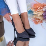 Pantofi cu Toc subtire KV28A Black » MeiMei.Ro