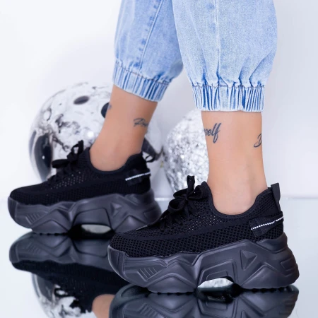 Pantofi Sport Dama cu Platforma WL116 Negru Mei