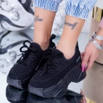 Pantofi Sport Dama cu Platforma WL116 Negru Mei
