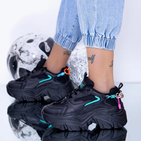 Pantofi Sport Dama cu Platforma WL118 Negru Mei
