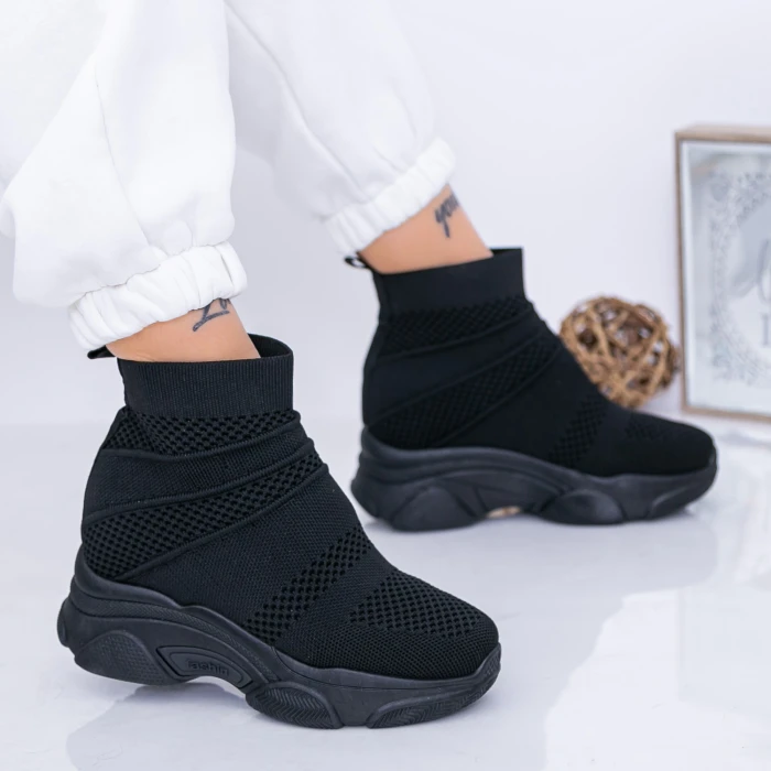 Pantofi Sport Dama cu Platforma WL131A Negru Mei