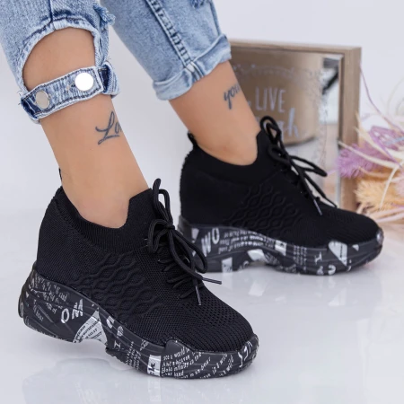 Pantofi Sport Dama cu Platforma WL172 Negru Mei