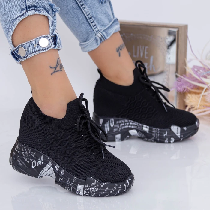 Pantofi Sport Dama cu Platforma WL172 Negru Mei