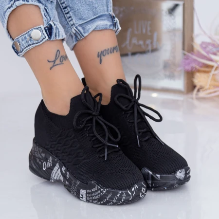 Pantofi Sport Dama cu Platforma WL172 Negru Mei
