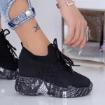 Pantofi Sport Dama cu Platforma WL172 Negru Mei