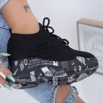 Pantofi Sport Dama cu Platforma WL172 Negru Mei