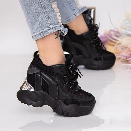 Pantofi Sport Dama cu Platforma WL175 Negru Mei