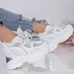 Pantofi Sport Dama cu Platforma WL175 Alb Mei