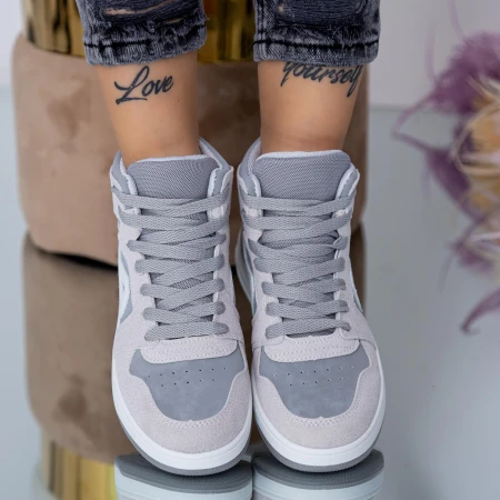 Pantofi Sport Dama XJ11 Alb-Gri Mei
