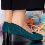 Pantofi cu Toc si Platforma C91 Verde Fashion