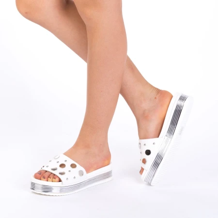 Papuci Dama cu Platforma CS17 White Mei