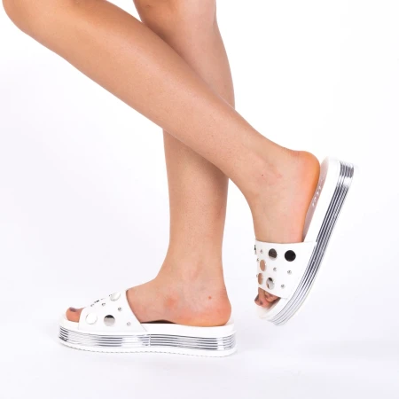 Papuci Dama cu Platforma CS17 White Mei