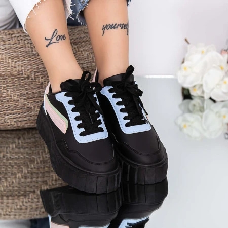 Pantofi Sport Dama MU16 Negru-Albastru Fashion