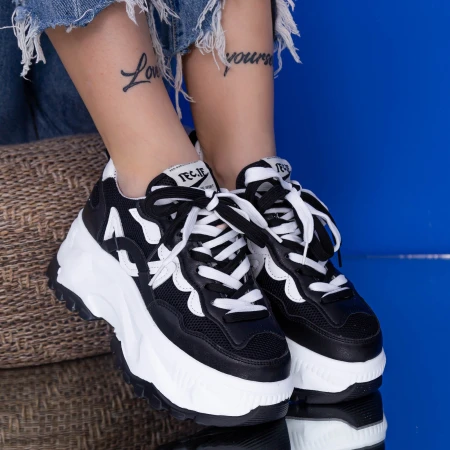 Pantofi Sport Dama cu Platforma WL239 Negru Mei