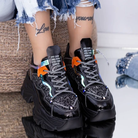 Pantofi Sport Dama cu Platforma WL259 Negru Mei