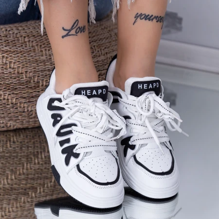 Pantofi Sport Dama WL262 Alb-Negru Mei